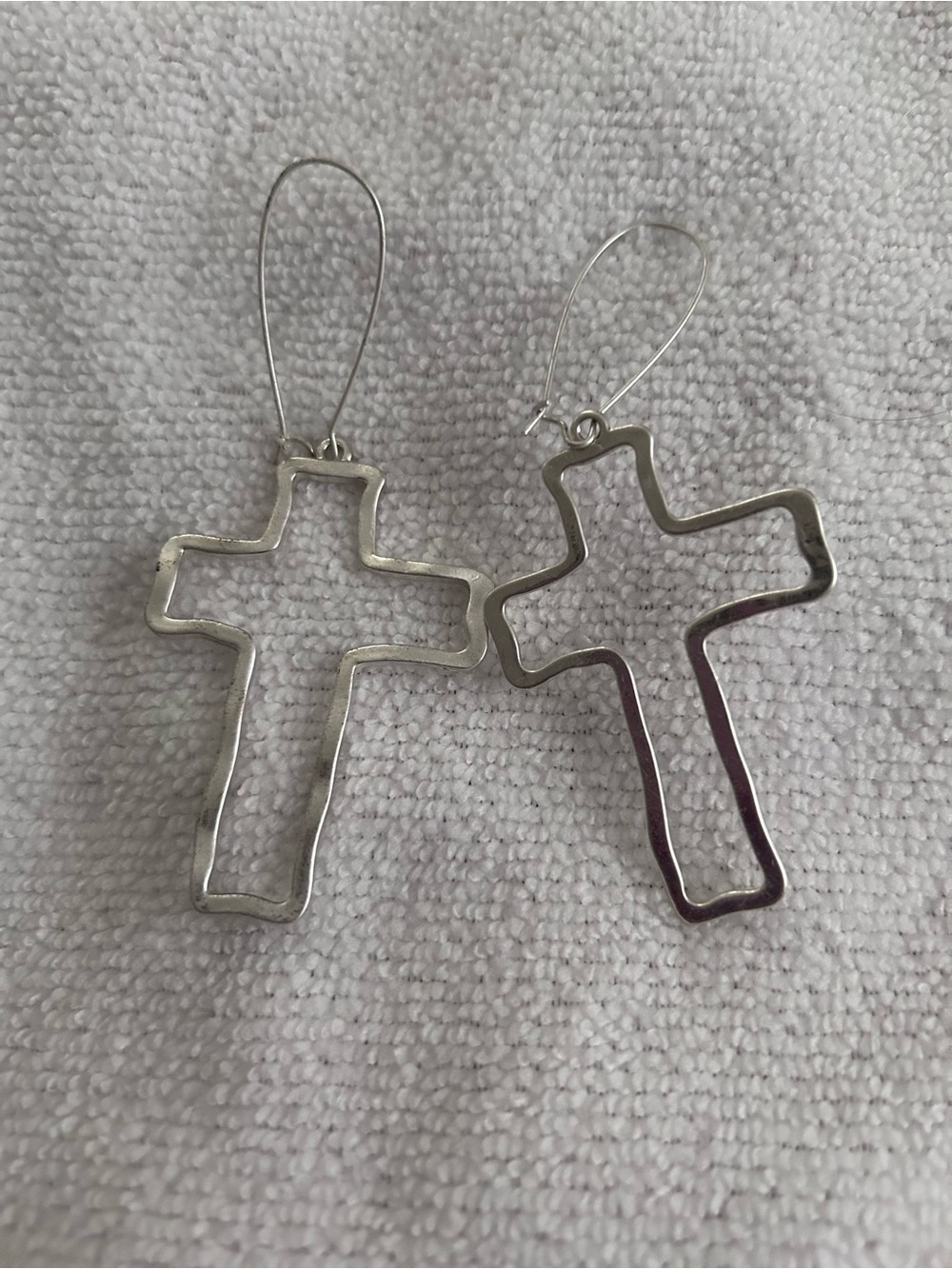Silver Open Cross Hook Earrings